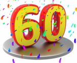 Sixtieth Birthday Means Happy Anniversary And 60th Stock Photo