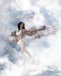 3d Illustration Of An Angel In Heaven Land,mixed Media For Book Cover Stock Photo