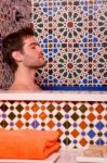 Man In Bathtub Stock Photo