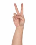 Victory Hand Sign Stock Photo