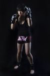 Woman Boxer In Action Stock Photo