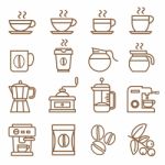 Coffee Icons Set Brown Color Stock Photo