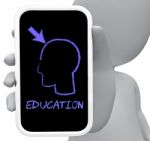 Eduction Online Indicates Mobile Phone And Cellphone 3d Renderin Stock Photo