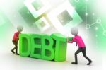 3d People Try To Avoid Debt Stock Photo