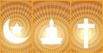Three Great Religions Buddhism-christianity-islam Stock Photo