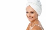 Relaxed Smiling Lady After Spa Treatment Stock Photo