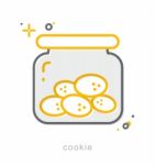 Thin Line Icons, Cookie Stock Photo