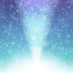 Falling Snow On The Blue And Purple Background With Light Stock Photo