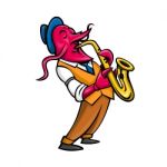 Crawfish Saxophone Player Mascot Stock Photo