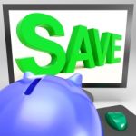 Save On Monitor Showing Cheap Shopping Stock Photo