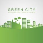 Isolated City Buildings On Green Design Stock Photo