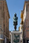 Statue Of An Ancient Warrior In Arzachena Sardinia Stock Photo
