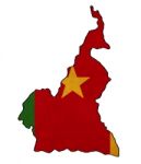 Cameroon Map On Cameroon Flag Drawing ,grunge And Retro Flag Ser Stock Photo