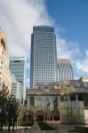London - February 12 : Canary Wharf And Other Buildings In Dockl Stock Photo