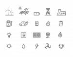 Simple Set By Power Source Of Energy  Thin Line Icons Stock Photo