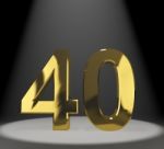 Golden Number 40 With Spotlit Stock Photo