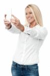 Trendy Woman Clicking A Selfie Stock Photo