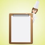 Cartoon Cute Chef With Blank Menu Board Stock Photo