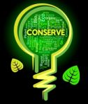 Conserve Lightbulb Shows Sustainable Conserving And Protecting Stock Photo