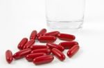 Pills With Water Glass Stock Photo