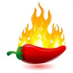 Red Chilli With Fire Stock Photo