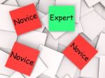 Expert Novice Post-it Notes Mean Professional Or Learner Stock Photo