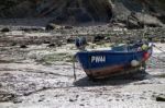 Fishing Boat Beached At Bude Stock Photo