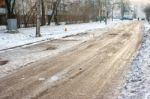 Road Covered With Ice Stock Photo