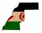 Western Sahara  Map On  Flag Drawing ,grunge And Retro Flag Seri Stock Photo