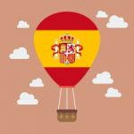 Hot Air Balloon With Spain Flag Stock Photo