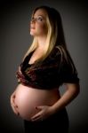 Side View Of Pregnant Woman Stock Photo