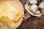 Crispy Potato Chips With Iced Cola Stock Photo
