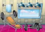 Cartoon  Illustration Interior Fitness Room With Separated Layers Stock Photo