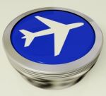 Airplane Metallic Button Stock Photo
