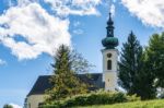 View Of The Catholic Church In Attersee Stock Photo