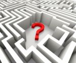 Question Mark In Maze Shows Confusion Stock Photo