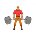 Buffed Lumberjack Lifting Weights Cartoon Stock Photo
