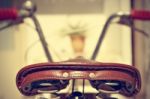 Retro Bicycle Saddle Detail. Vintage Style Stock Photo