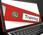 Training File On Laptop Shows Coaching Stock Photo
