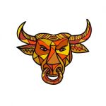 Texas Longhorn Bull Color Mosaic Stock Photo
