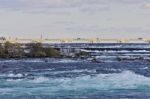 Beautiful Postcard With Amazing Powerful Niagara River Stock Photo