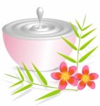 Beauty Cream Container With Flower And Bambo Stock Photo