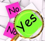 Yes No Post-it Papers Mean Answers Affirmative Or Negative Stock Photo