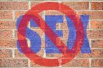 No Sex Sign On Old Brick Wall Texture Stock Photo