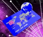 Credit Card Indicates Global World And Payment Stock Photo