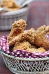 Fried Chicken In A Basket Stock Photo