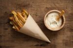 Fries French Sour Cream Still Life Flat Lay Stock Photo