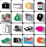 Money And Finance Icon Set  Illustration  Stock Photo