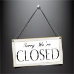 Closed Label Sign Luxury Bevel Hanging Style Stock Photo