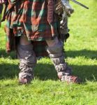 Leg Of Medieval Scottish Warrior Stock Photo